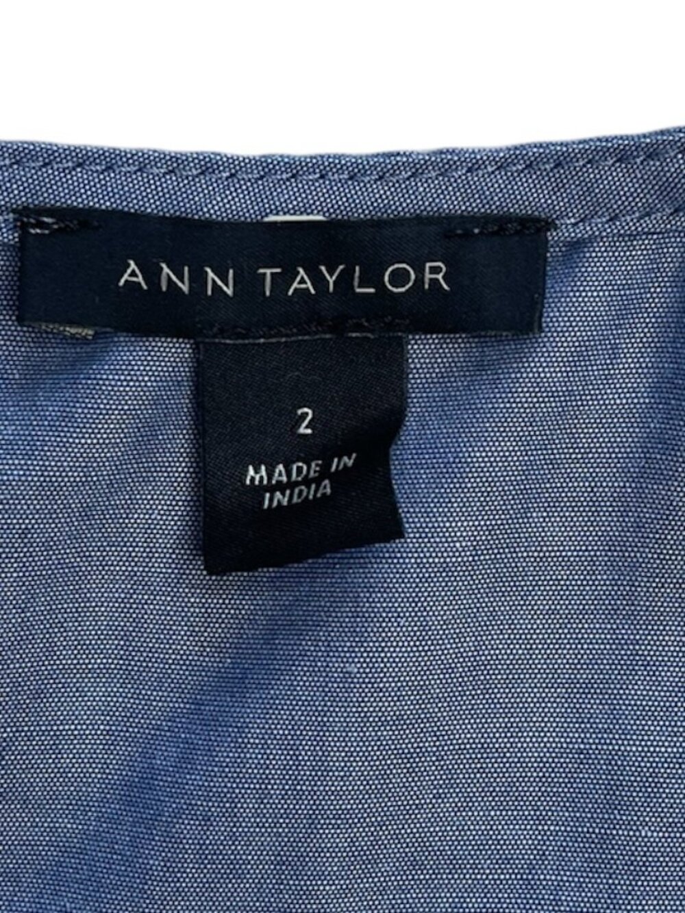 Ann Taylor Chambray Blue Ruffle Dress Sz 2 - Picture 5 of 6